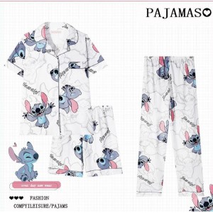 Pijama de Verano Mujer 3 Piezas - Cómoda Cartoon Stitch | Ropa de Dormir 