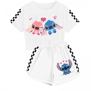 Pijama Infantil Deportivo Stitch - 2 Piezas Algodón Verano | Niños 3-8 Años 