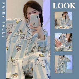Pijama Mujer Manga Larga Otoño | Seda Artificial Fresca - Estampados Divertidos 