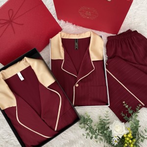 Pijama Novios Rojo Seda Helada | Elegancia para Parejas - [Nombre de la Tienda] 