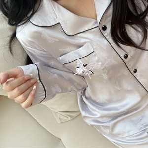 Pijama de Seda Helada Bordada - Ropa de Casa Elegante | Conjunto Verano 