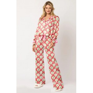 Pijama Navideña Mujer Satén - Conjunto Largo Santa Claus | Regalo Original 