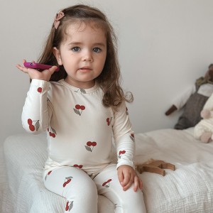 Pijama Infantil Cerezas Manga Larga - Conjunto Suave para Dormir | Ropa de Cama Niños 