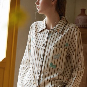 Pijama Mujer Animal Print Franjas | Conjunto Manga Larga Suave 