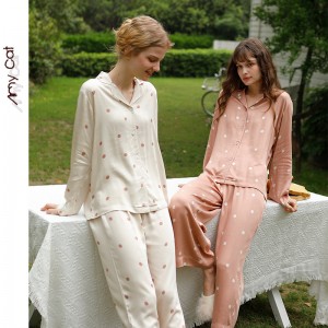 Pijama de Lunares Mujer - Conjunto Largo de Franela Suave | Ropa de Dormir 