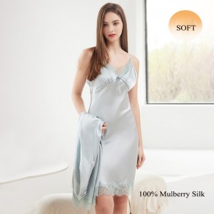 Conjunto de Seda 100% Mulberry - Pijama de Lujo Mujer | Camisón con Encaje 