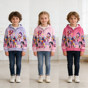 Pijama K-Pop con Capucha para Niños | 2 Piezas, Cremallera, Suave 