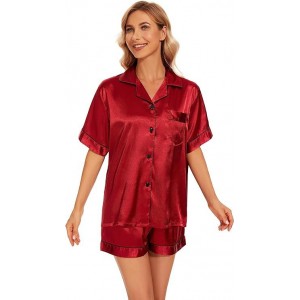 Pijamas Elegantes de Seda Imitación | Conjunto Largo para Mujer 